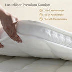 Luxupur Topper in Anwendung – hochwertige Auflage für verbessertes Liegegefühl und einfache Handhabung