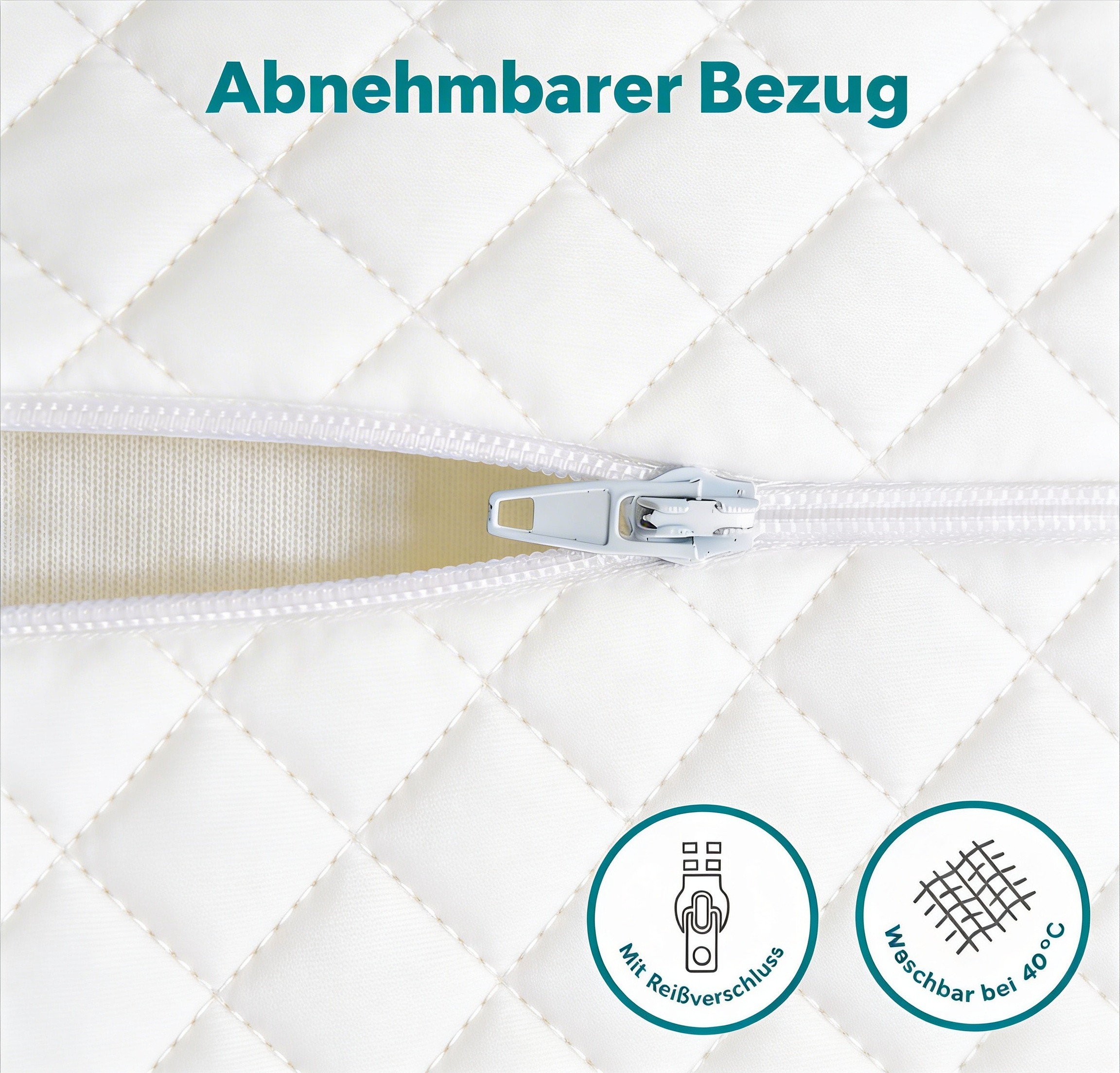 Luxupur® Ergo Pillow – ergonomisches Nackenstützkissen mit abnehmbarem Bezug, Reißverschluss und waschbar bei 40 °C, hochwertiger weißer Rautenstoff