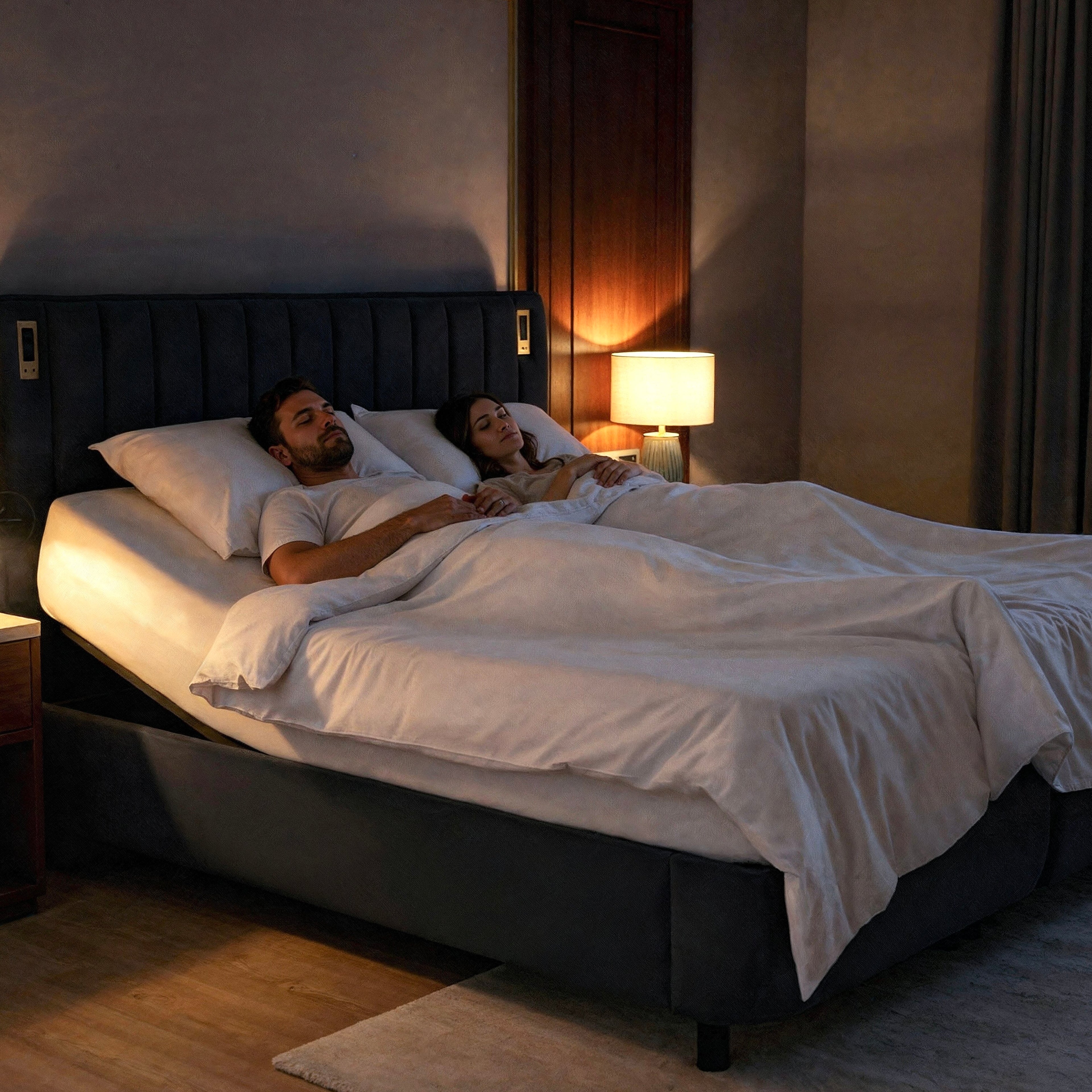 Luxuriöses Schlafsystem mit Luxupur® OrthoFlex Premium Tellerlattenrost – elektrisch verstellbar für höchsten Komfort und entspannte Nächte im Premium-Schlafzimmer
