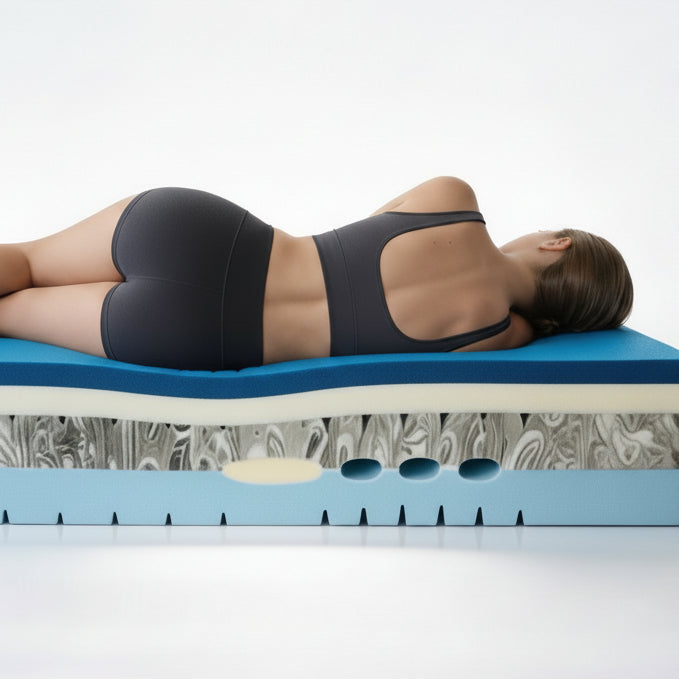 Luxupur® OrthoSleep Matratze mit zonierter Struktur – unterstützt die Körperanpassung in Seitenlage