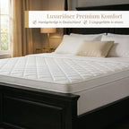 Luxupur OrthoTop Premium Topper handgefertigt in Deutschland auf Hotelbett, 2 Liegegefühle in einem
