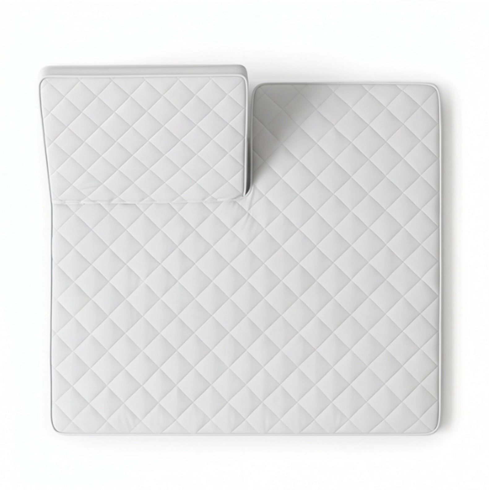 Luxupur OrthoTop Split-Topper in der Draufsicht mit geteiltem Kopfteil und feiner Rautensteppung – handgefertigter Premium Topper aus deutscher Manufaktur, individuell nach Maß gefertigt