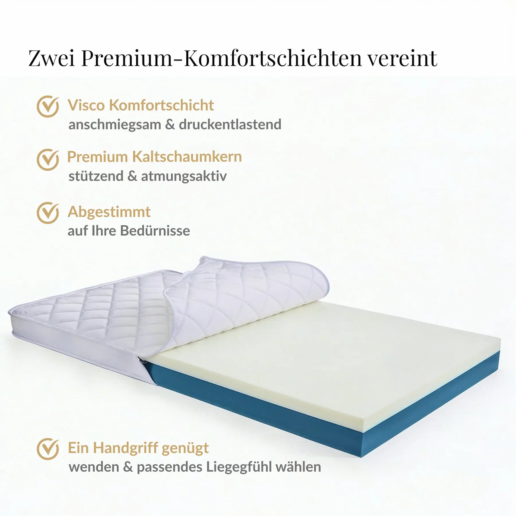 Luxupur® OrthoTop Topper – Aufbau mit Visco-Komfortschicht und Premium-Kaltschaumkern aus deutscher Manufaktur